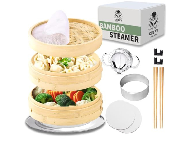 Двухслойная натуральная бамбуковая пароварка