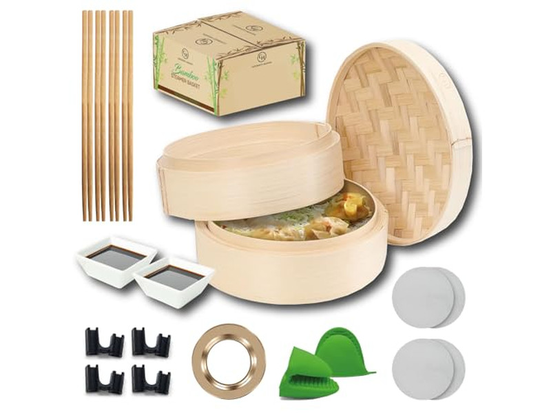 6 булочек Момо на пару Овощи Бамбуковая пароварка