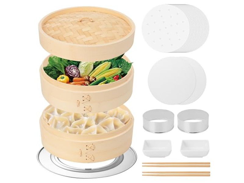 Газовая пищевая силиконовая бамбуковая пароварка