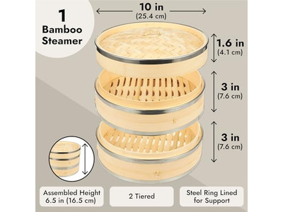 Двухслойная фабричная бамбуковая пароварка