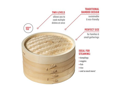 Приготовление димсамов в китайской бамбуковой пароварке