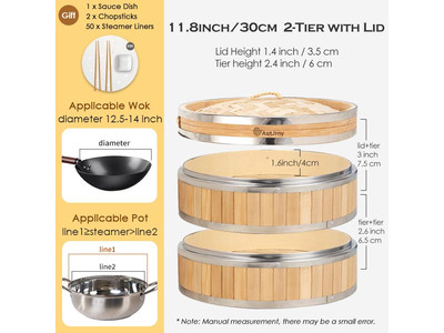 Наборы кастрюль Кухонная утварь Бамбуковая пароварка
