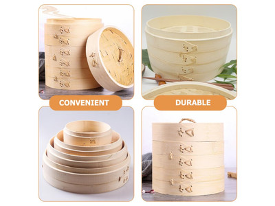 3-уровневая бамбуковая пароварка для продуктов