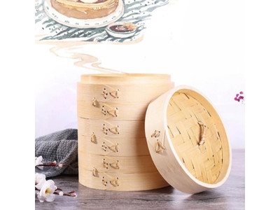 3-уровневая бамбуковая пароварка для продуктов
