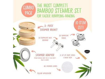 Набор для приготовления момо и колбас на газу из дерева и бамбука