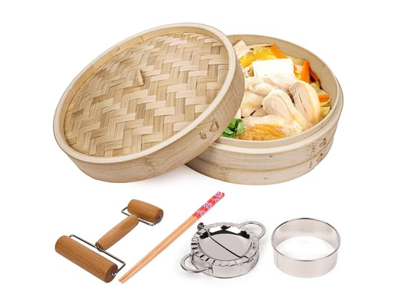 Пароварка для димсамов из бамбука 10 дюймов