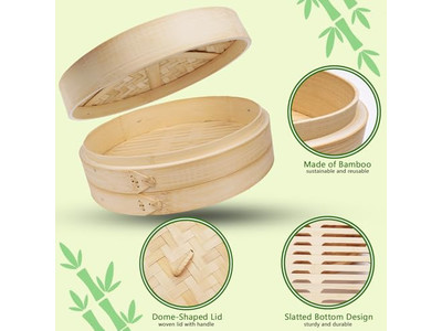 Пароварка для димсамов из бамбука 10 дюймов