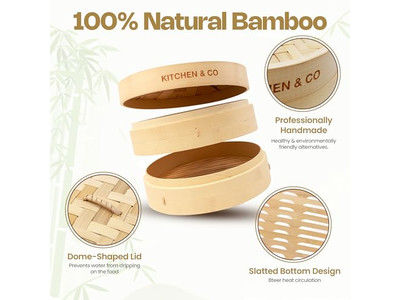 Широкая стойка для яиц и вок из дерева и бамбука