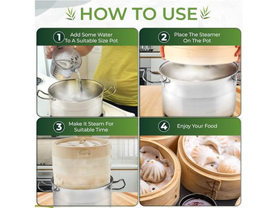 С крышкой Глубокая кастрюля Брокколи Бамбуковая пароварка