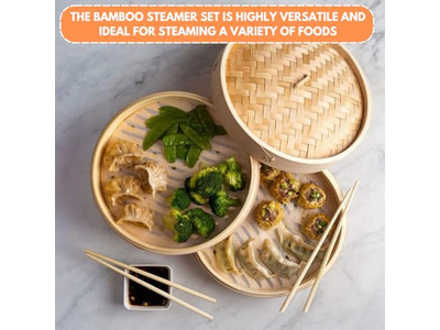 Бамбуковая пароварка для булочек и 8 пельменей